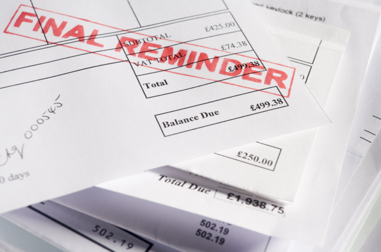 Final reminder bill, debt, financial stress