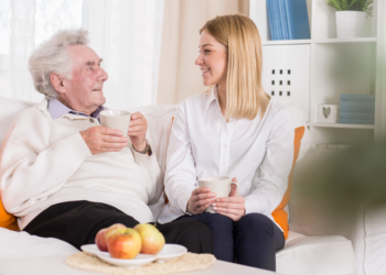 unpaid carer, young woman and older man