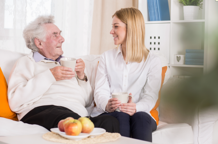 unpaid carer, young woman and older man