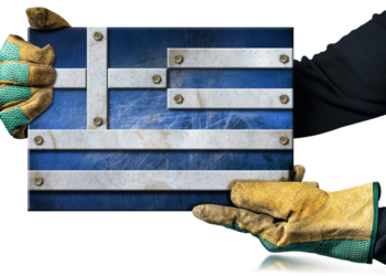 Greek flag, industry, worker