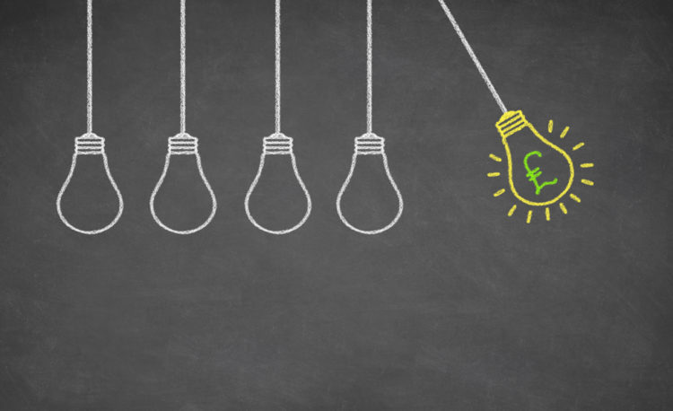 Pound, sign, chalk board, pay, idea