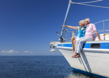 retired couple on yacht, pension, timebomb, retirement, savings