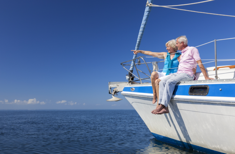 retired couple on yacht, pension, timebomb, retirement, savings