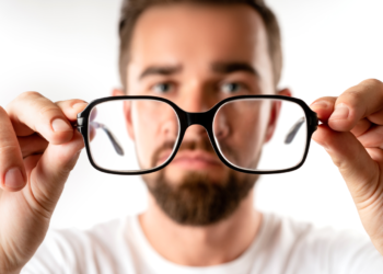Eye health, male, glasses, eye check, health check, employee vision