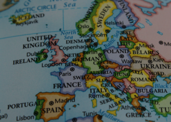 Map of Europe and Britain, pay